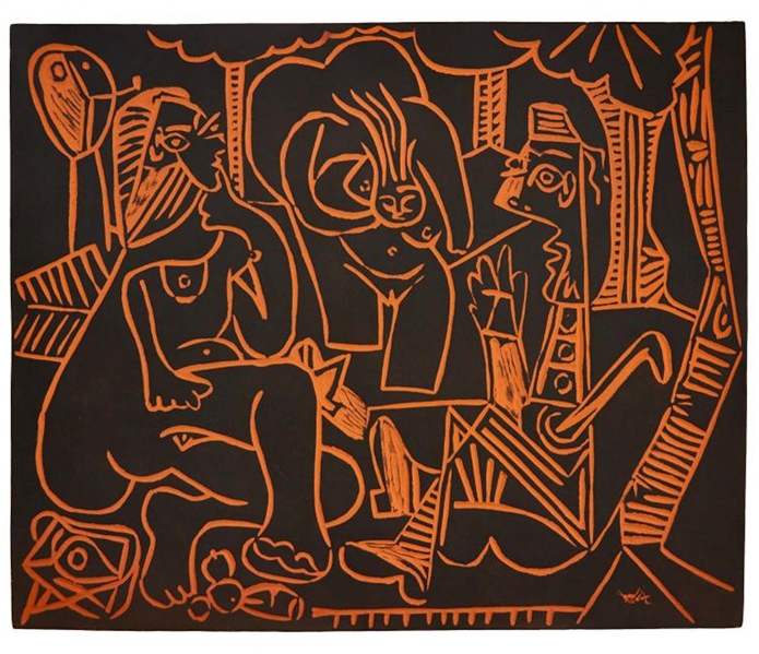 Pablo Picasso ''Le Dejeuner Sur L'herbe'' (''Lunch on the Grass''), No. 517 -- Stunning Plaque Created at Madoura Pottery Studios Measures 24'' x 20'' in Classic Picasso Style -- Picasso's Artist...